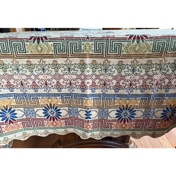 Vtg Algier Italian Embroidered Tablecloth Tapestry Persian Style 78.7" x 98.4" - Picture 13 of 16